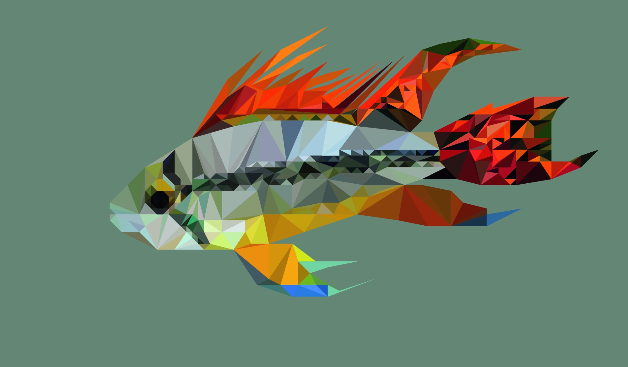 Ein Fisch, entstanden mit dem Lowpoly Effekt im Grafikprogramm Illustrator